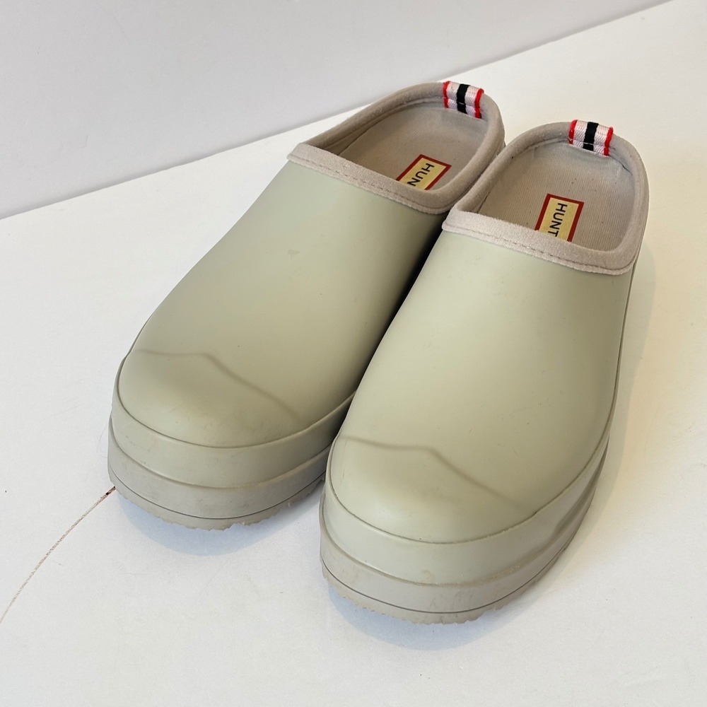 Hunter Womens Play Clog Platform Slip On Rubber Rain Shoes Gray Size 9